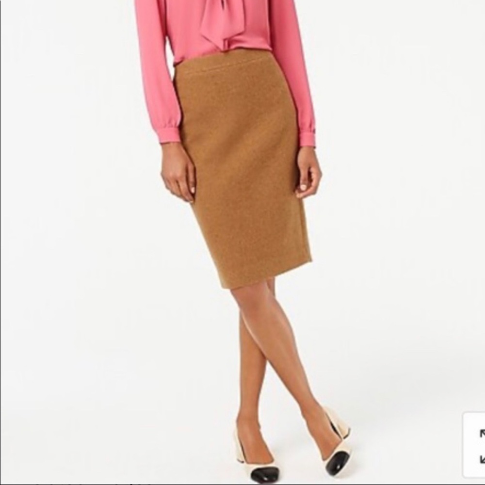J Crew Camel Wool Pencil Skirt